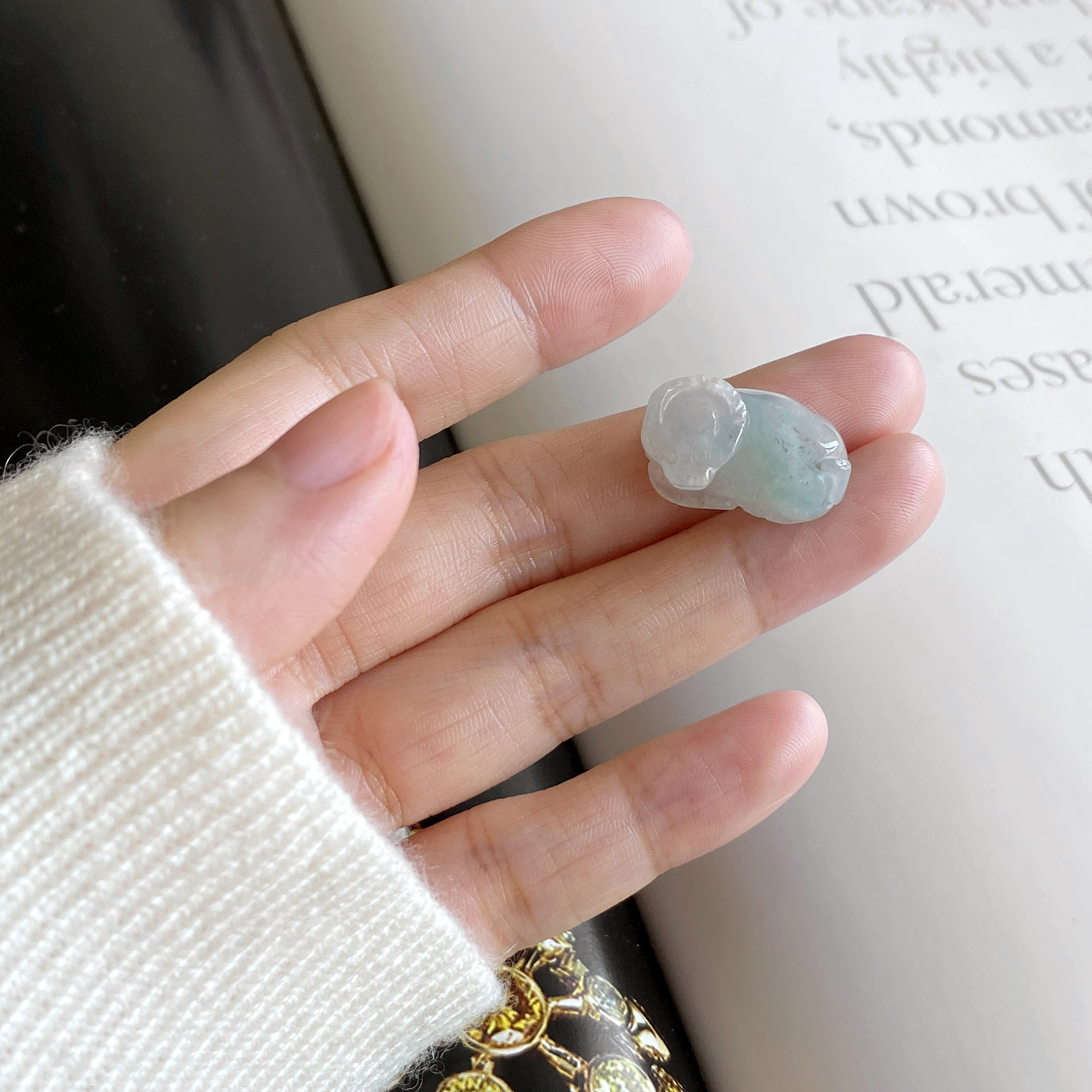 Carved Ox Genuine Jadeite Jade Pendant, Natural Grade A Burmese Jadeite