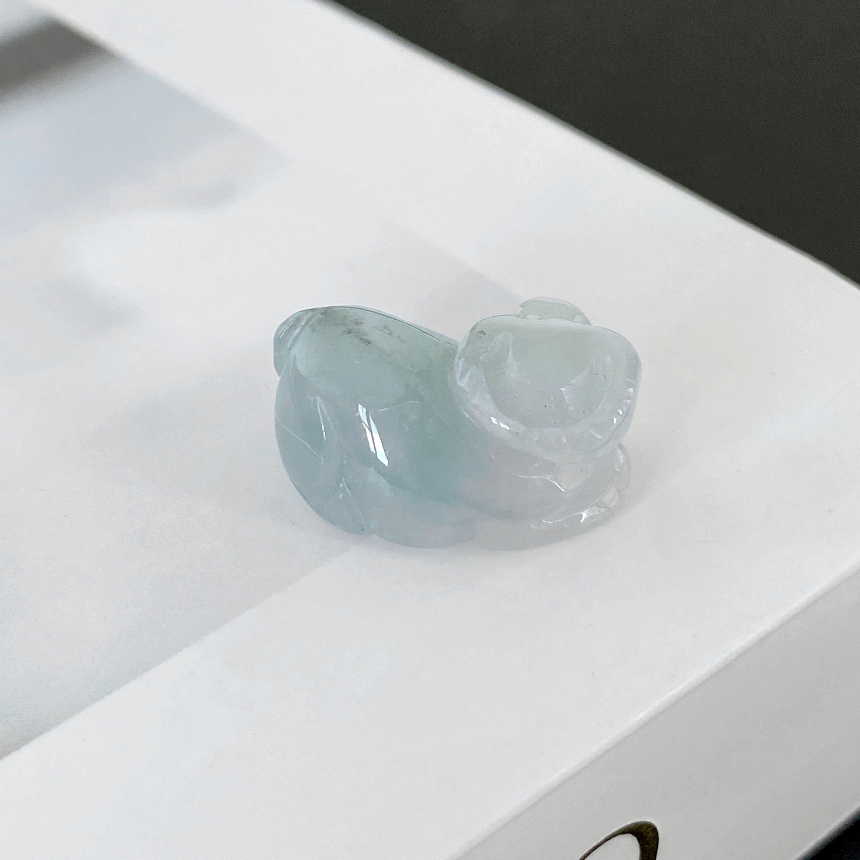 Carved Ox Genuine Jadeite Jade Pendant, Natural Grade A Burmese Jadeite