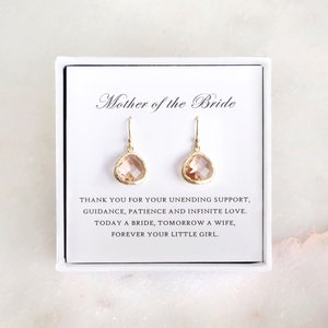 Regalo per la madre della sposa da parte della figlia - Orecchini pendenti in oro, regalo per la madre della sposa da parte della figlia/giorno del matrimonio Orecchini per la madre della sposa
