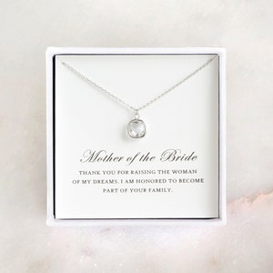 Presente para mãe da noiva do noivo - Colar de vidro prateado, presente para mãe da noiva do noivo/presente de casamento para sogra do noivo