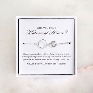 Matron of Honor Proposal - Silver Eternity Bracelet, Matron of Honor Gift/ Matron of Honor Bracelet/ Will You Be My Matron of Honor Card