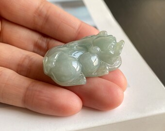 天然石 翡翠 彫刻ビルマ產 翡翠貔貅 ペンダント　装飾品 中国美術 天然ビルマ翡翠貔貅ペンダント、本物のグレード A 翡翠貔貅ペンダント