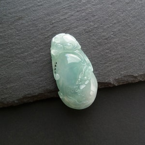 Natural Burmese Jadeite Pendant, Genuine Grade A Carved Jadeite Pendant, Green Jadeite Jade Pendant, Carved Jadeite Jewelry, Good Luck Charm