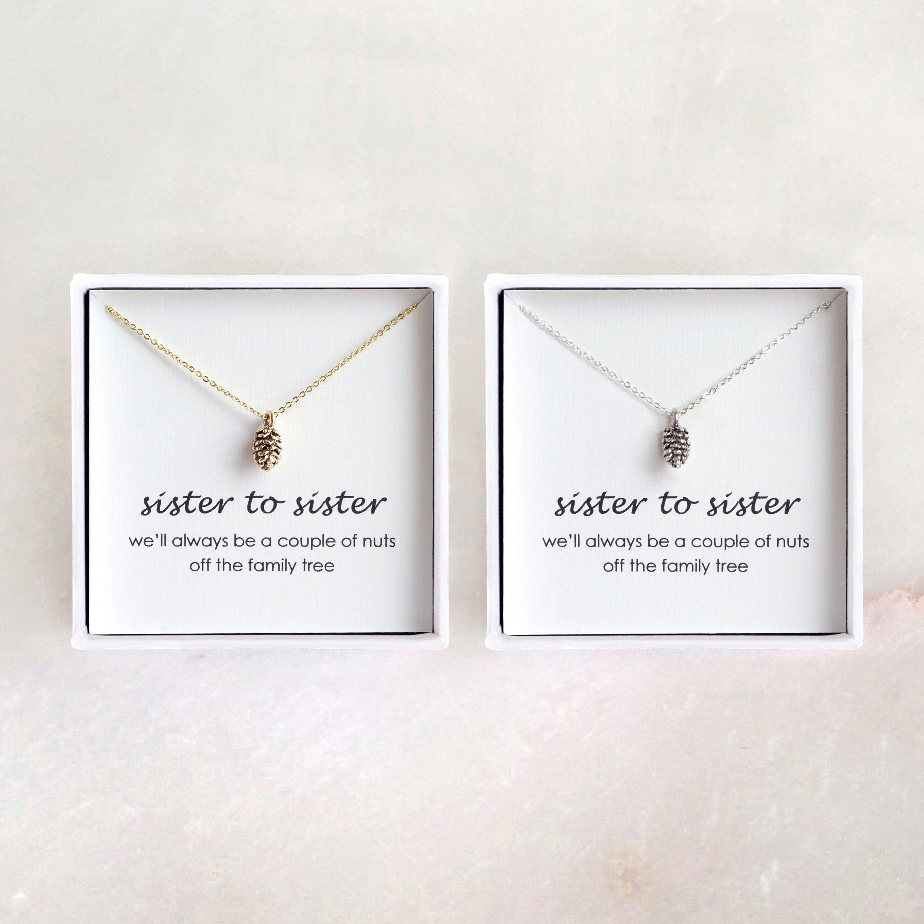 Sisters Necklace Set of 2 Pinecone Necklaces Sister Gift Couple of Nuts Sister Necklace Matching Necklaces for 2 Gifts for Sister Etsy