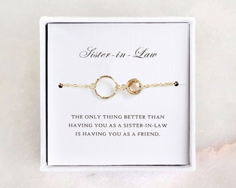 Sister in Law Gift - Gold Eternity Bracelet/ Sister of the Groom Gift/ Sister in Law Wedding Gift/ Bonus Sister Bracelet/ Wedding Jewelry