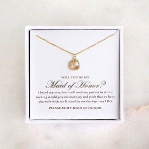 Trauzeugin Geschenk - Gold Glas Halskette, Trauzeugin Geschenk / Willst du meine Trauzeugin sein / Brautjungfer Geschenk / Hochzeitsschmuck Geschenk