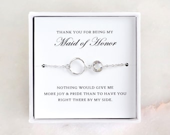 Trauzeugin Geschenk - Silber Eternity Armband, Trauzeugin Armband/ Trauzeugin Schmuck & Danke Karte/ Trauzeugin Dankeschön