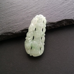 Lucky Bamboo Jadeite Pendant - Genuine Natural Grade A Jadeite Jade Pendant, Jade Carving Pendant, Green Jadeite, Good Luck Jade Pendant