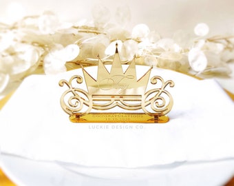 Crown Laser Cut Engraved Name Tags - Acrylic Name Cut Out - Party Name Cards - Quinceanera Favors - Birthday Favor - King Crown - Crown Name