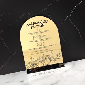 3D Modern Arch Acrylschild - Acrylmenü Getränkekarte Speisekarte - Hochzeitskarte - Dessertkarte - Barkarte - Signature Drink Schild - Cocktails