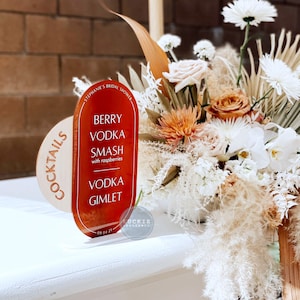 His & Her Signature Drink Modern Arched Acrylic Drink Sign - Laser Cut Laser Engraved - Wedding Bar Sign - Signature Drink Sign - Cocktails