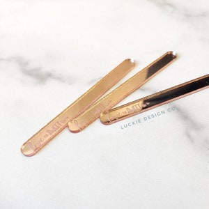 Love is Sweet Acrylic Cakesicle Sticks - Popsicle Sticks - Cake Pop Sticks - Rose Gold Glitter Gold Silver Pink - Set of 6/12/24/50/100