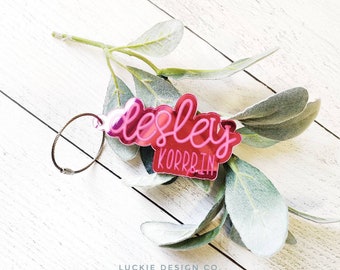 Personalized Name Acrylic Keychain - Backpack Name Tag -  Mirrored Acrylic Keychain - Kids Backpack Name Tag - Kids Name Tag - School Tag
