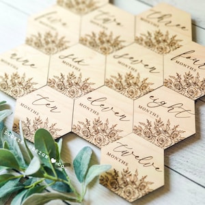 Disques Baby Milestone - First Year Milestone - Wooden Milestone - Cartes mensuelles Milestone - Cadeau nouveau-né - Cadeau Baby Shower - Accessoires photo