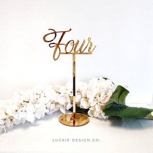 Laser Cut Table Numbers - Wood Table Numbers - Acrylic Table Numbers - Wedding Table Numbers - Gold Table Numbers - Table Numbers with Base