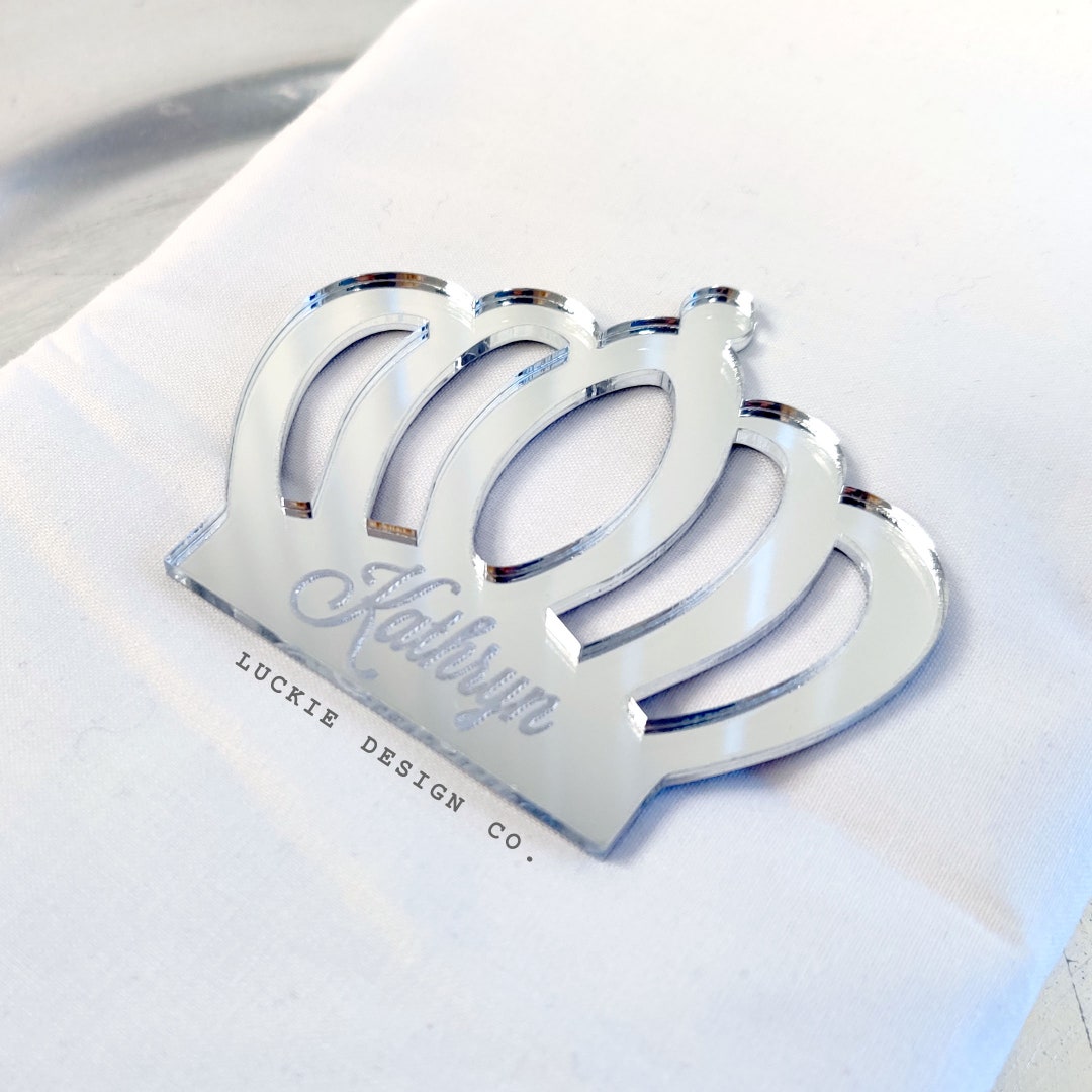 Laser Cut Engraved Crown Name Tags Tiara Names Acrylic Names Party Name