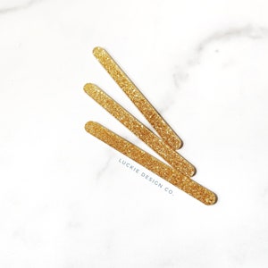 Acrylic Cakesicle Sticks - Popsicle Sticks - Cake Pop Sticks - Glitter Gold Silver Pink - Set of 6/12/24/50/100