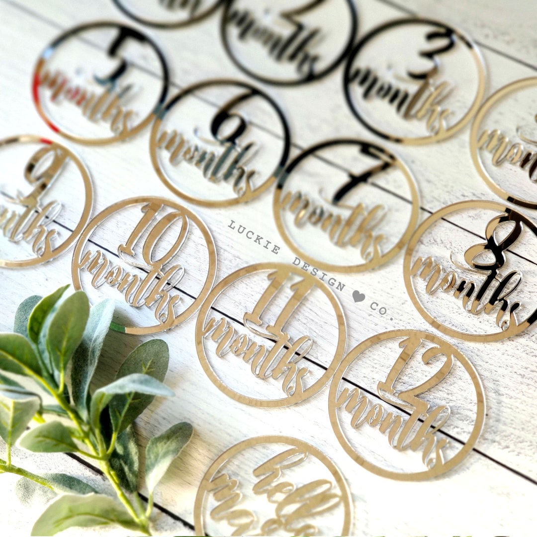 Laser Cut Baby Milestone - First Year Milestones - Milestone - Monthly ...