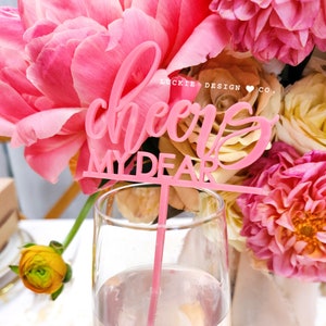 SET OF 12 Cheers my Dear Acrylic Drink Stirrer - Laser Cut - Wedding Stirrer - Mirrored Acrylic - Wedding Cocktail Stirrer - Bridal Party -