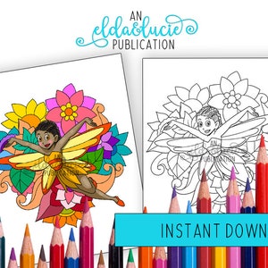 Black Fairy Coloring Page,Black Girl Magic Coloring Book,Printable Coloring Page,Coloring PDF,Kids Coloring Page,Coloring Sheet African