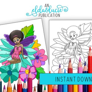 Afro Fairy Coloring Page,Black Girl Magic Coloring Book,Printable Coloring Page,Coloring PDF,Kids Coloring Page,Coloring Sheet African Girls