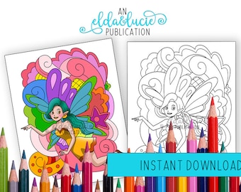 Flower Fairy Coloring Page, Kids Activity (PDF Download)