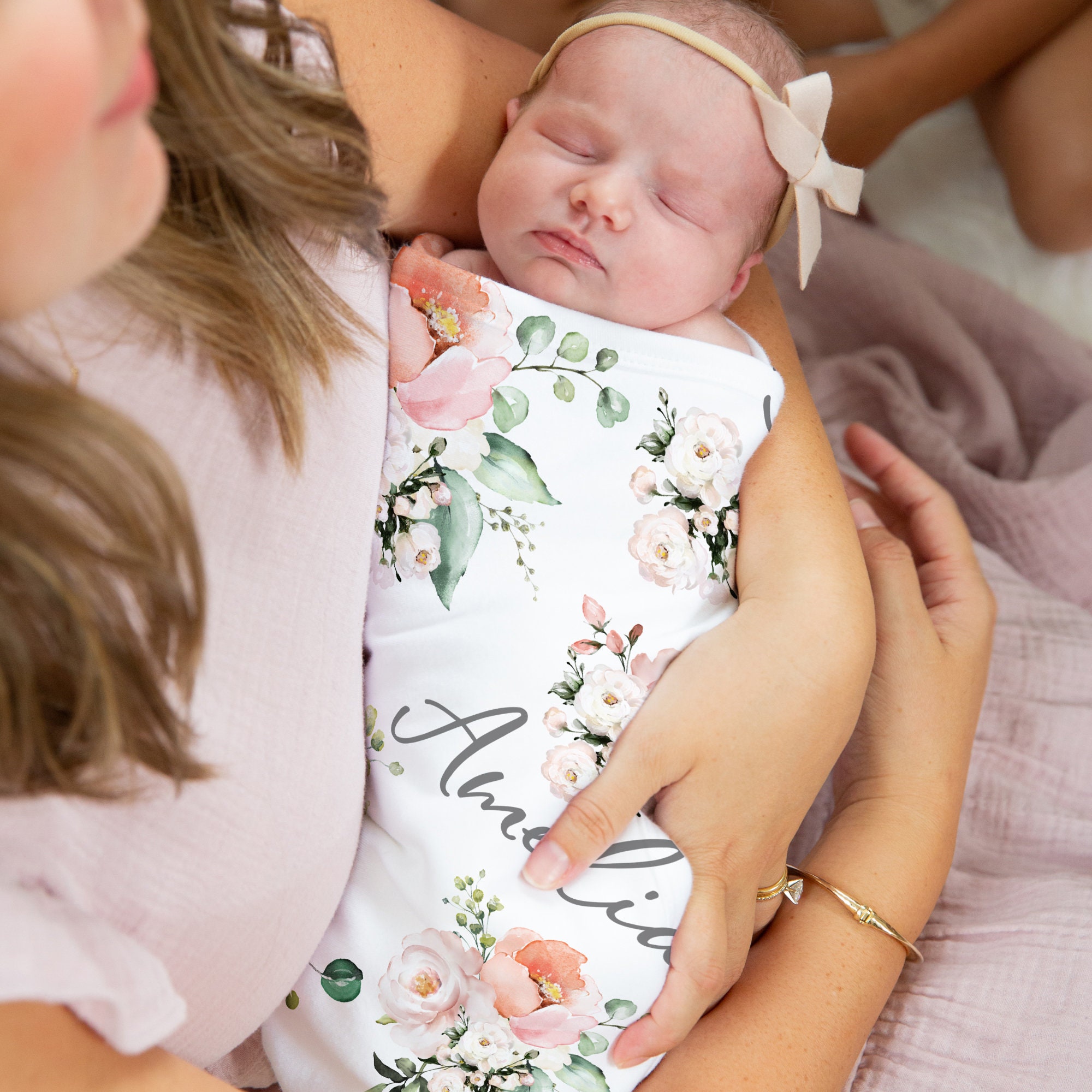 Personalized Baby Swaddle Blanket Baby Girl Name Blanket Etsy