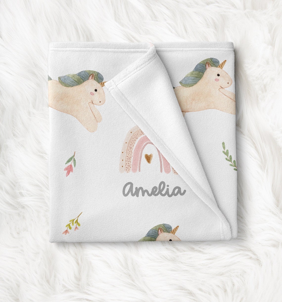 Personalized Unicorn Baby Girl Blanket Rainbow Baby Blanket Etsy UK