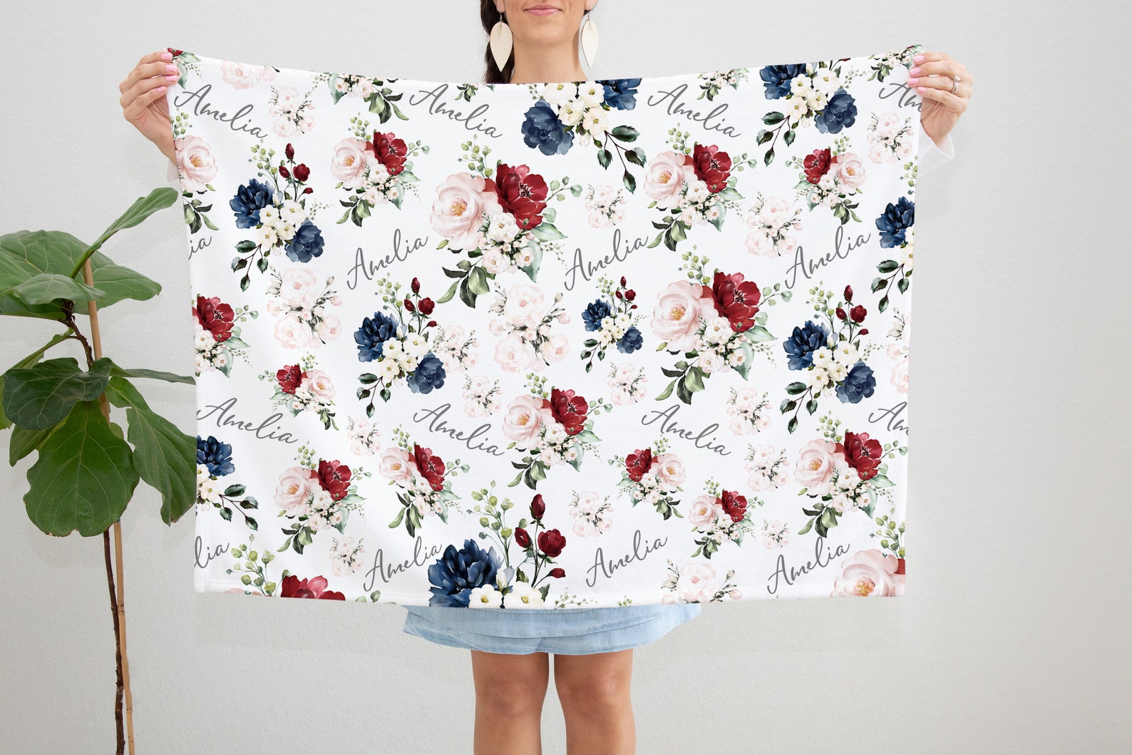 Personalized Swaddle Blanket Girl Baby Swaddle Set Floral Etsy