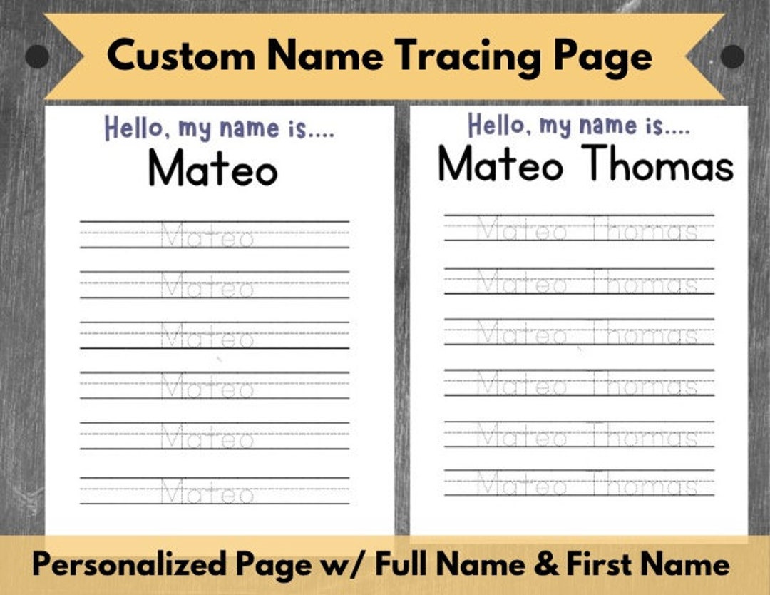 Personalized Custom Name Tracing Sheet Handwriting Practice //printable ...