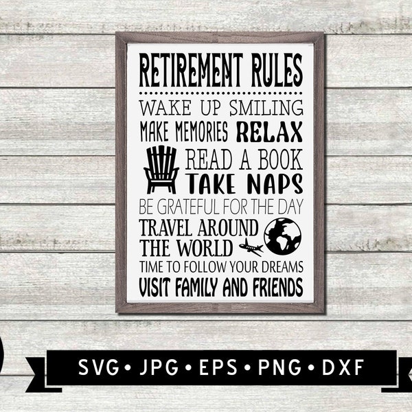 Retirement Rules Sign SVG, Wake up Smiling SVG, Porch silhouette, Funny  Retirement Plan Printable, Cricut File, Digital Download