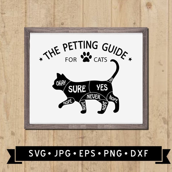 Petting Guide for Cats Wall Art SVG, Cat Guide svg, Funny Cat Silhouette Sign SVG, Pet Gift diy, Funny Cat SVG, Cut File, Cricut, Instant