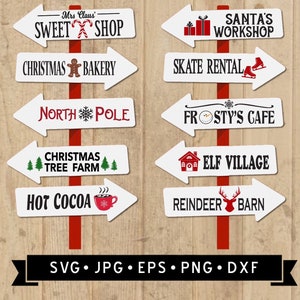 Christmas direction Post Signs SVG, (Ten Designs), Christmas Bundle Files, Christmas Sign DIY, Christmas Sign Post, Cricut, Digital Download