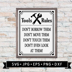 Garage Tools Rule Sign SVG, Funny Garage Sign SVG, Garage Printable, Father Birthday Gift, Garage Wall Art, Cricut, Digital Download