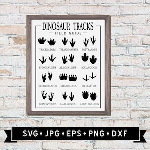 Dinosaur Tracks - Field Guide Sign SVG, Nursery Decor, Kids Room Decor, Dinosaur Footprints Poster SVG, Dinosaur Room DIY, Digital Download