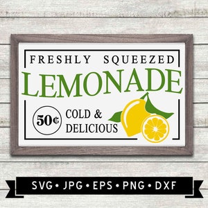 Freshly Squeezed Lemonade Wall Sign, Lemon Art svg, Vintage Wall Sign svg, Home Clipart, cricut File, Digital Download