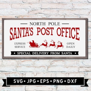 North Pole Santa Post Office SVG, grappig kerstbord, speciale levering van de kerstman, afbeelding kerstslee, Cricut, digitale download