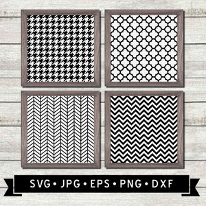 Classic Patterns SVG (4 Designs), Chevron, Herringbone, Houndstooth, Moroccan SVG, Geometric Pattern SVG, Cricut File, Digital Download