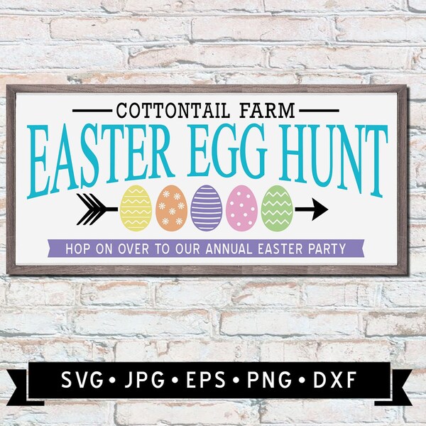 Easter Egg Hunt Sign SVG, Funny Easter Sign DIY, Cottontail Farm Easter Sign, Easter Bunny Graphic, Easter Eggs Graphic, Cricut, Digital