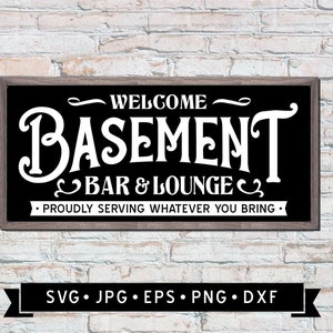 Kelder Bar en Lounge Sign svg, Kelder Sign DIY, Vintage Bar Sign SVG, Bar Sign DIY, Bar Sign Afdrukbare, Cricut, Digitale Download