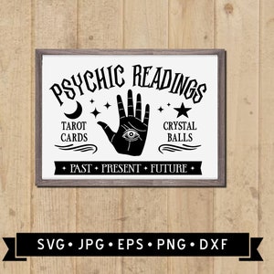 Halloween Psychic Readings SVG, Rustieke Palm Reading SVG, Fortune Teller Sign, Vintage Halloween Sign SVG, Cricut, Digitale Download