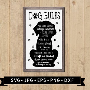 Funny Dog Rules SVG, Funny Pet Sign svg, Dog Silhouette, Paws Graphic, Cricut File, Digital Download