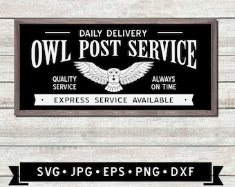 Owl Post Service Sign SVG, Halloween Wall Sign, Rustic Halloween Sign, Halloween Party DIY SVG, Owl Graphic, Cricut, Digital Download