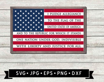 Pledge of Allegiance Sign SVG, American Flag Sign SVG, United States Flag, 4th of July Sign, Patriotic Sign, Cricut, Digital Download