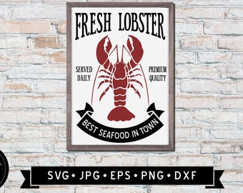 SVG-bestand van een bord voor een kreeftenrestaurant, kunst voor een visrestaurant (digitale download)