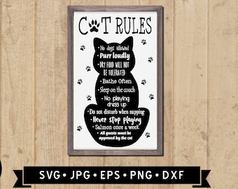 Wooden Sign Plaque Cat Retro Funny Novelty Humorous Cat/'s Rules 30cm