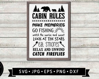 Cabin Rules Sign SVG, Bear silhouette, Vintage Cabin Wall Sign, Vintage Sign SVG, Relax and Unwind, Cricut File, Digital Download