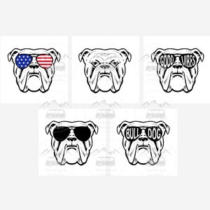 Funny Dog Face SVG (5 Designs), Good Vibes BullDog SVG, Cool Dog SVG, Patriotic Dog, Cool Dog Face with Sunglasses Graphic, Cricut