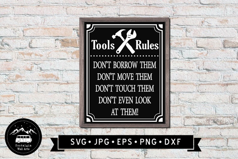 Garage Tools Rule Sign SVG, Funny Garage Sign SVG, Garage Printable ...