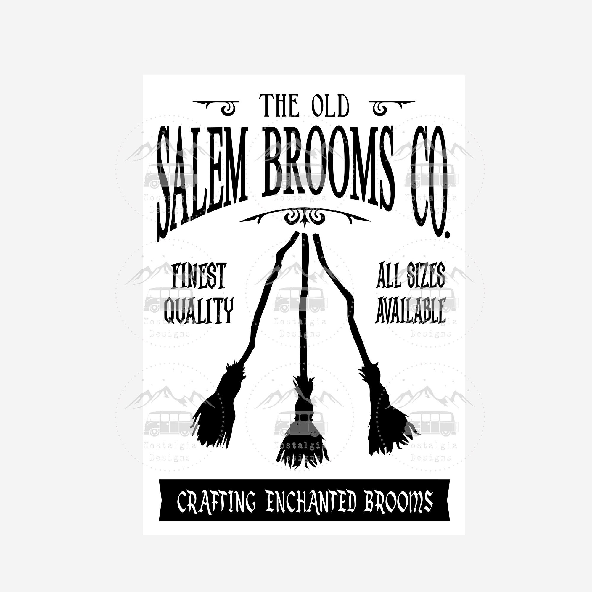The Old Salem Brooms Co SVG Crafting Enchanted Brooms Sign | Etsy